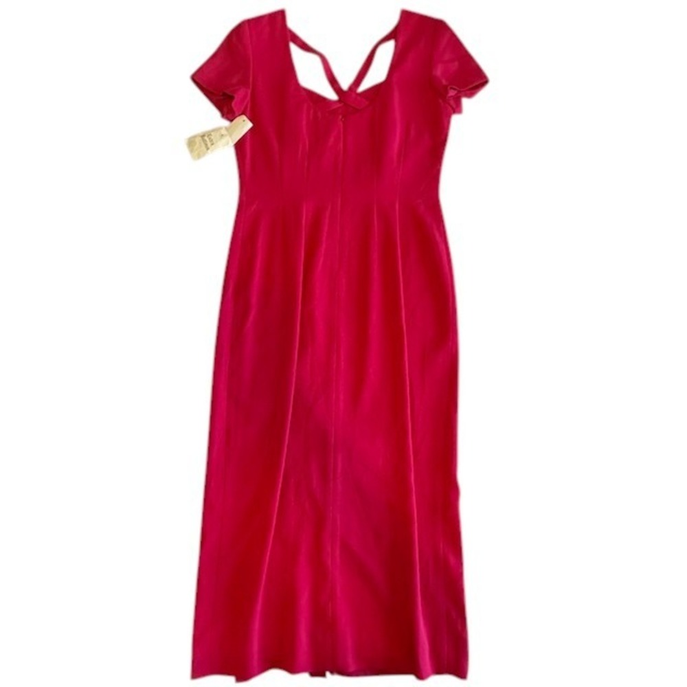 Women's Vintage Liz Claiborne Dress Pink Embroidered w/Slit X-Back Detail Size 8 - Picture 5 of 16